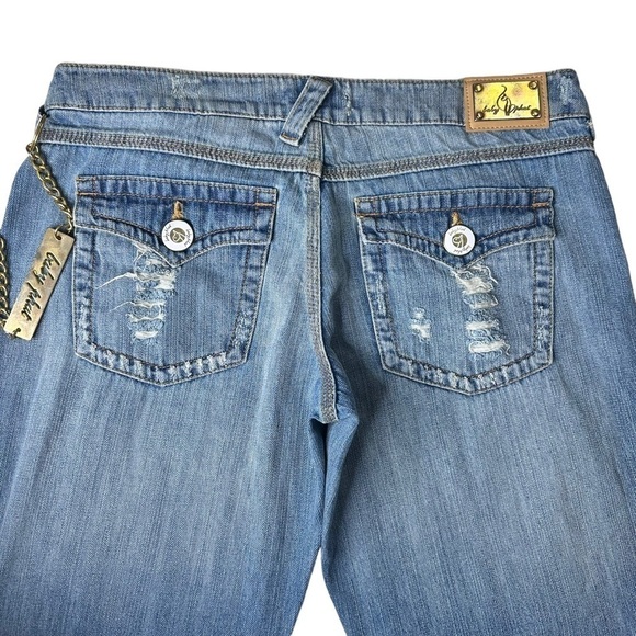Baby Phat Y2K Distressed Jeans With Wallet Chain. Size Junior 7 - Picture 8 of 10